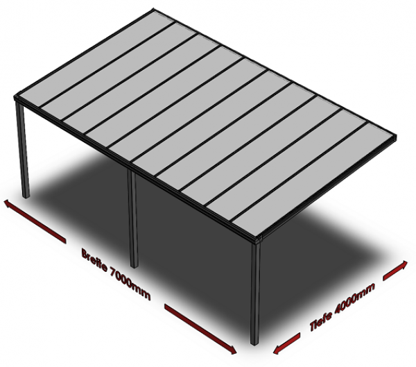Überdachung mit VSG 8,76 mm matt, 7 x 4 m